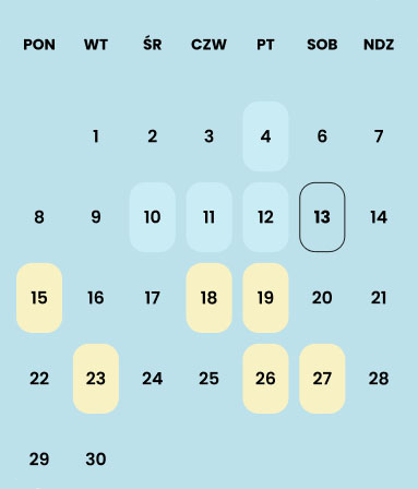 Zdjęcie kalendarza w aplikacji